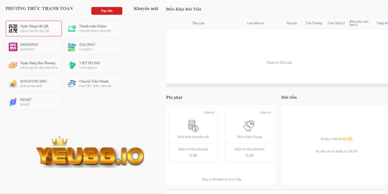 Hướng dẫn nạp rút tiền tại Yeu88